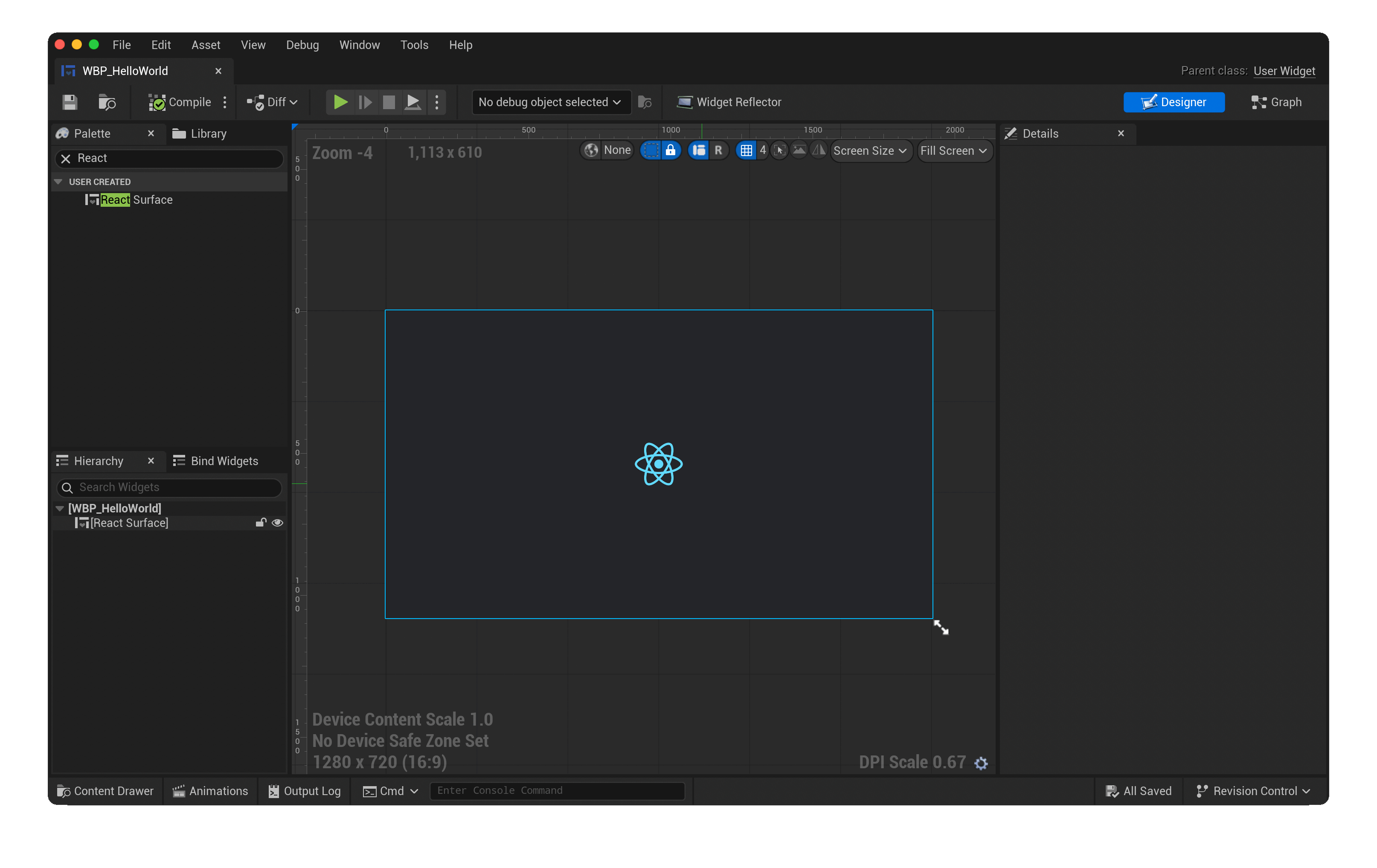 Add a React surface to the widget blueprint